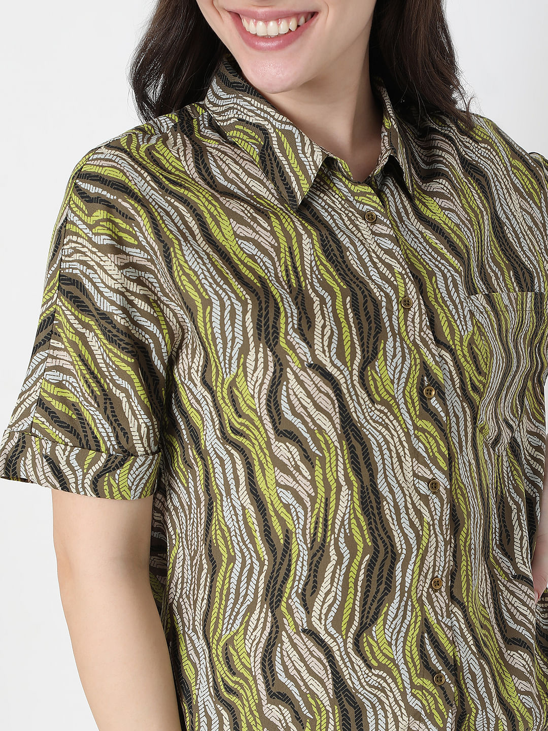 Green Abstract Print Shirt