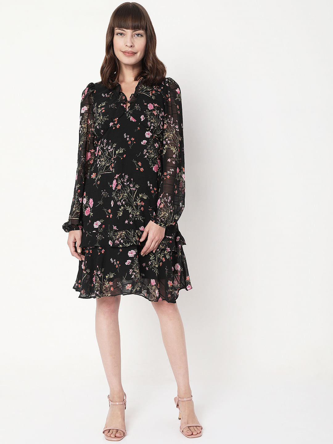 Black Floral Shift Dress