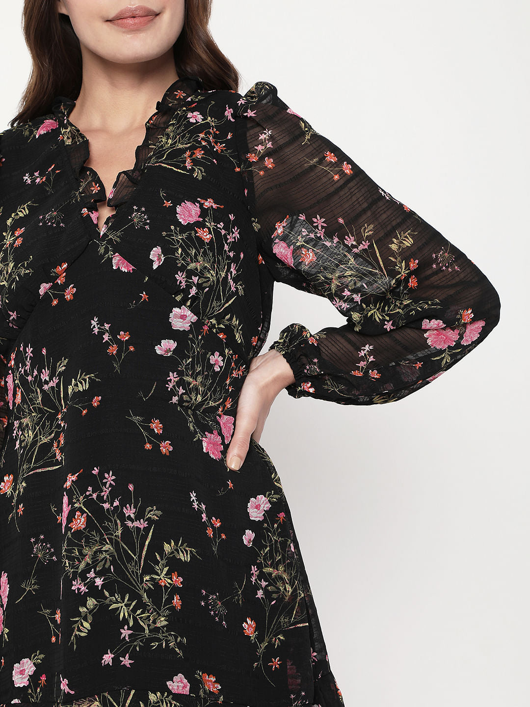 Black Floral Shift Dress