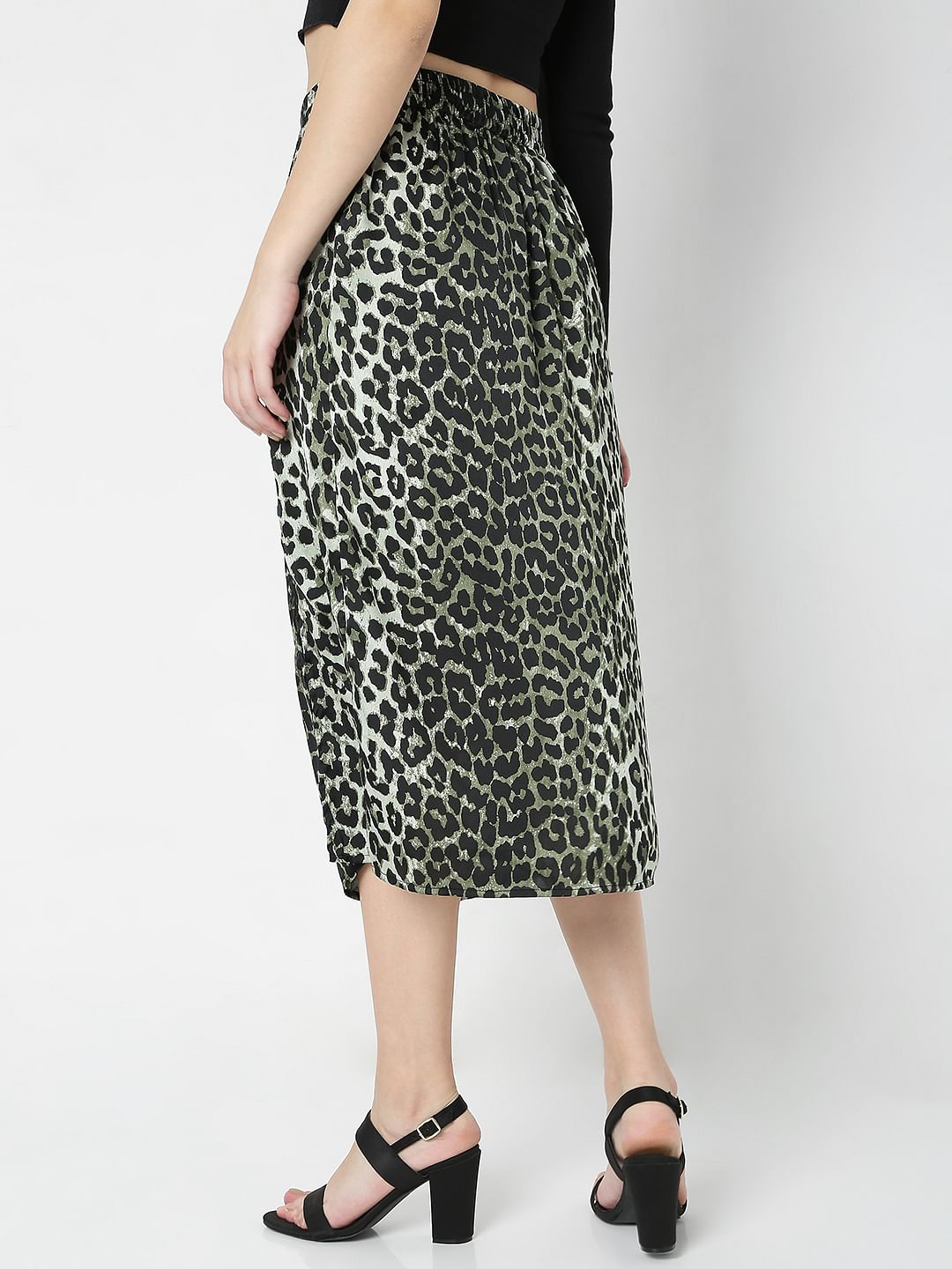 Green Animal Print Skirt