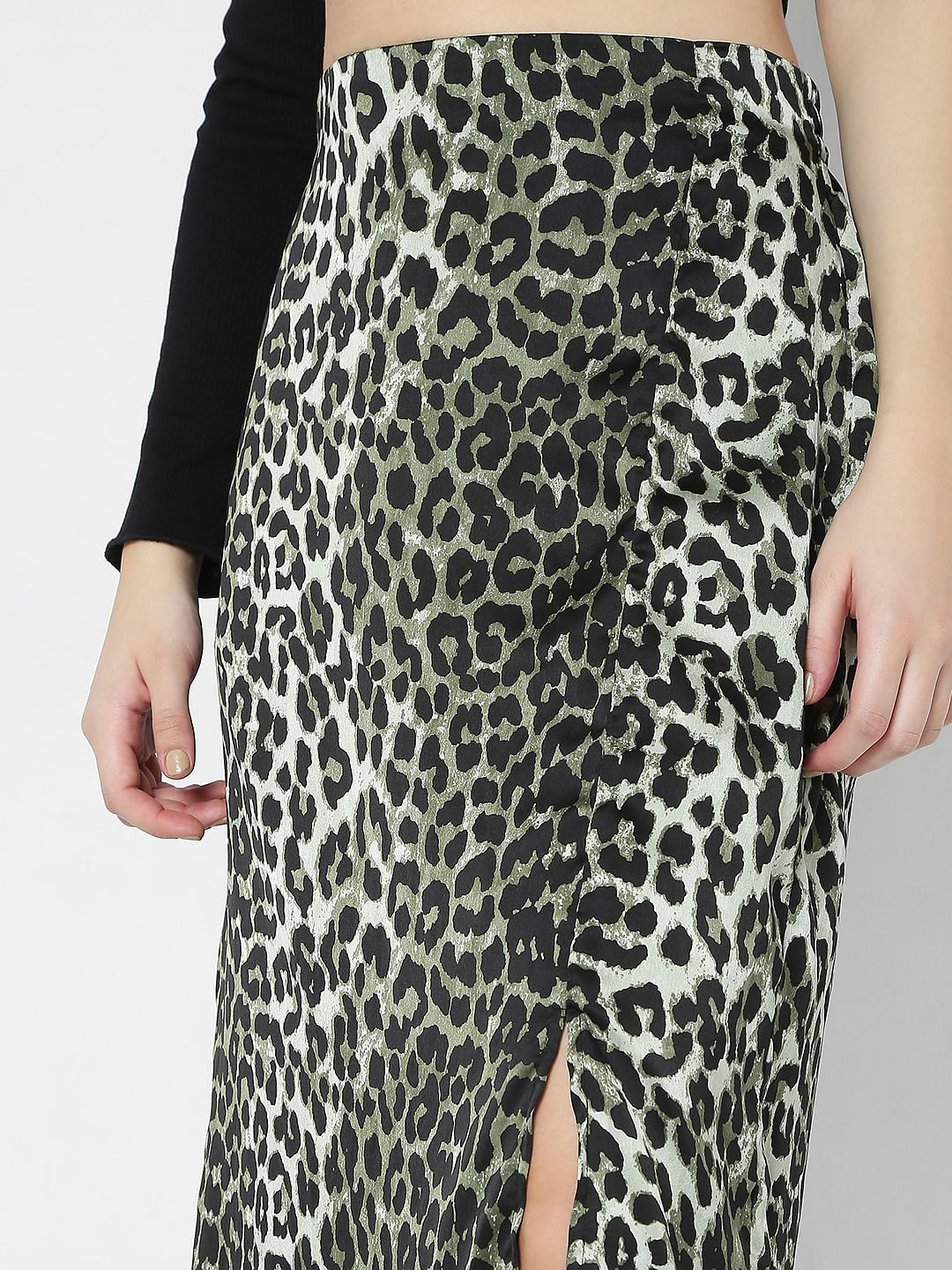 Green Animal Print Skirt