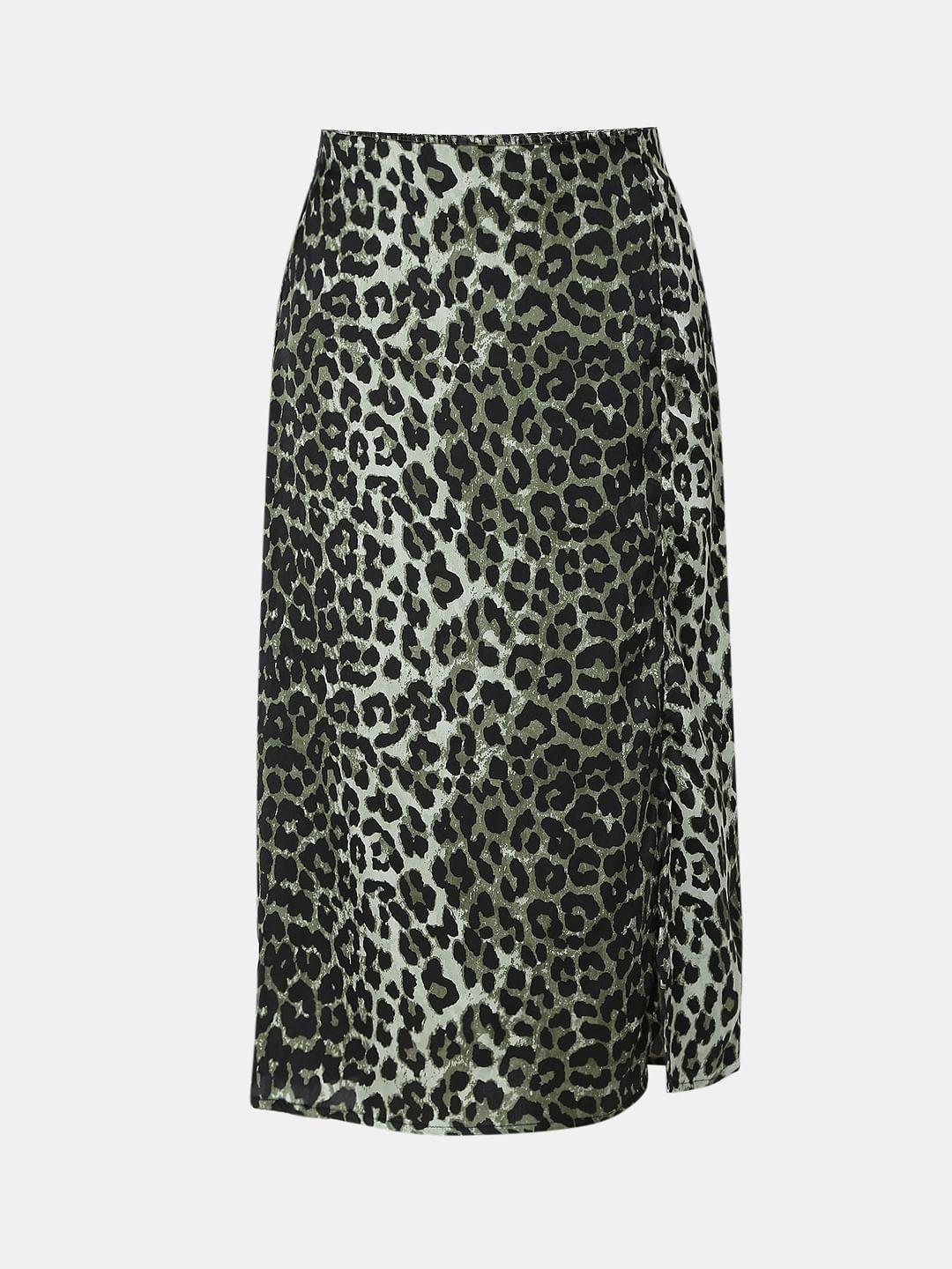 Green Animal Print Skirt
