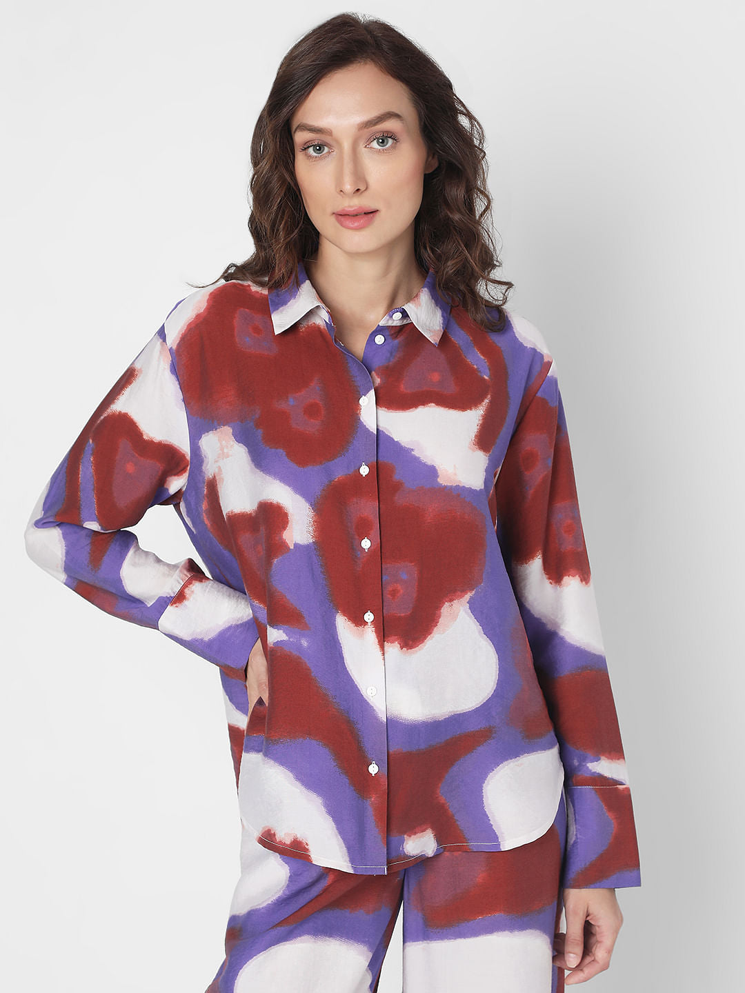 Multi-Coloured Abstract Print Co-Ord Set Shirt