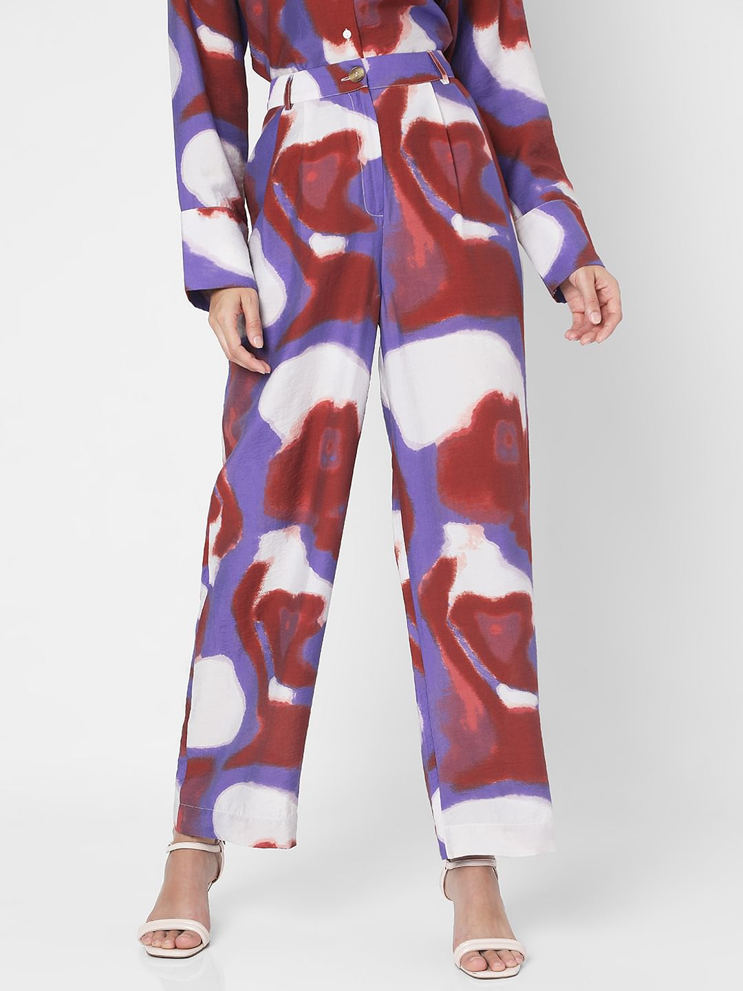 Multi-Coloured High Rise Printed Co-Ord Set Pants