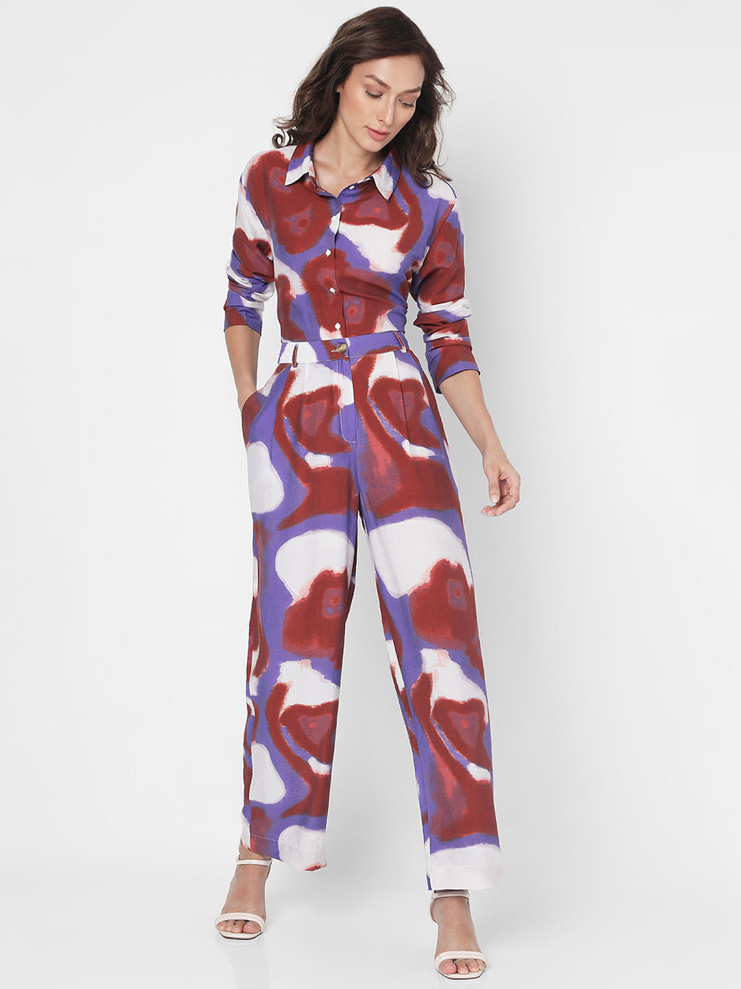 Multi-Coloured High Rise Printed Co-Ord Set Pants