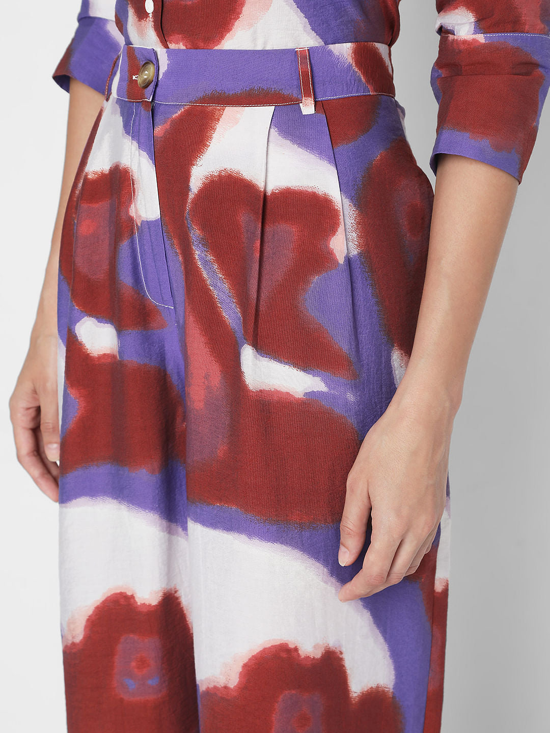 Multi-Coloured High Rise Printed Co-Ord Set Pants