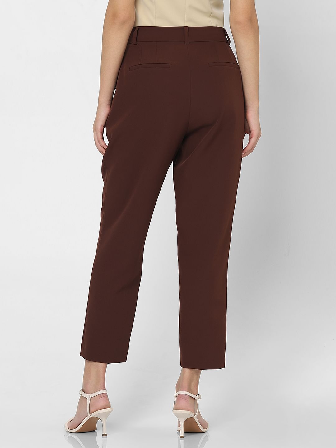 Dark Brown High Rise Tapered Fit Pants