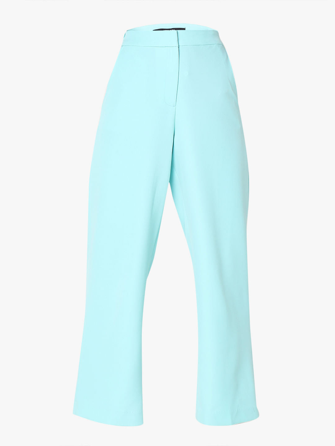 Blue High Rise Straight Fit Pants
