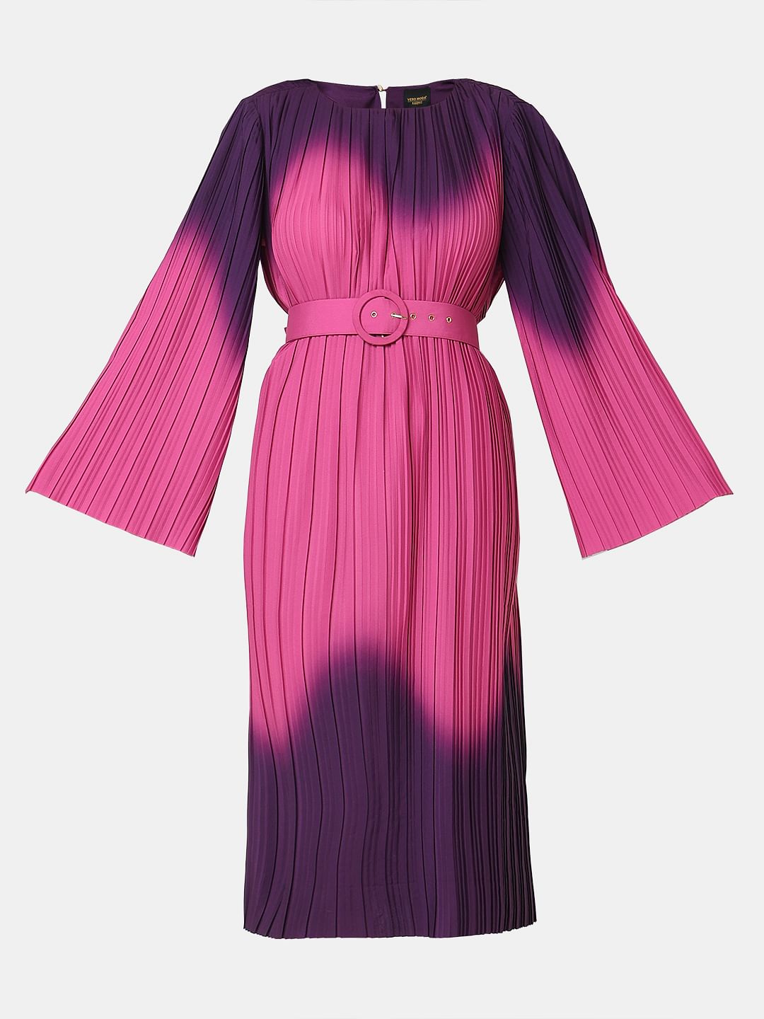 Marquee Purple Ombre Pleated Midi Dress