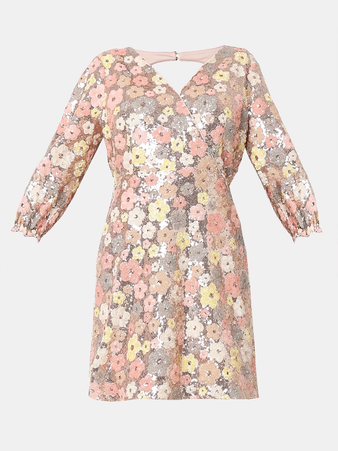 Marquee Beige Floral Sequinned Dress