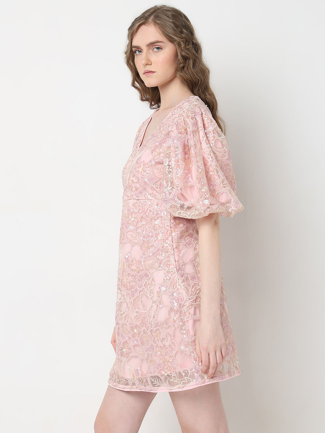 Marquee Light Pink Sequin Fit & Flare Dress
