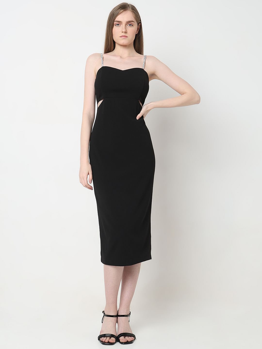 Marquee Black Cut-Out Midi Dress