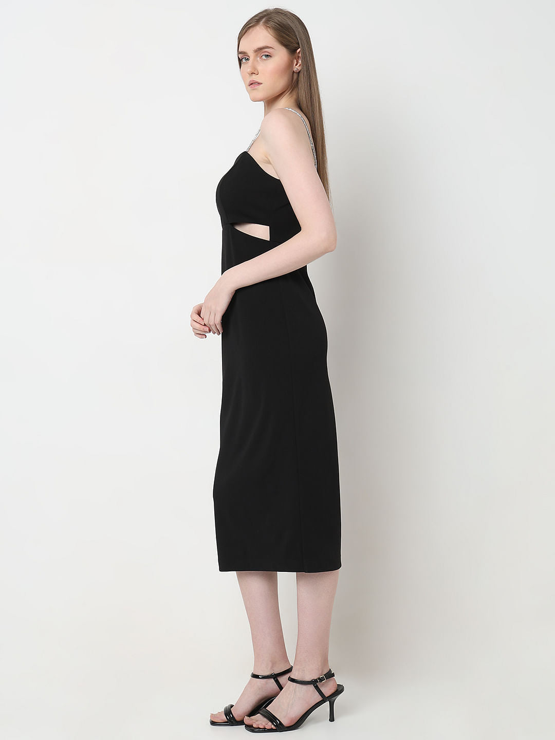 Marquee Black Cut-Out Midi Dress