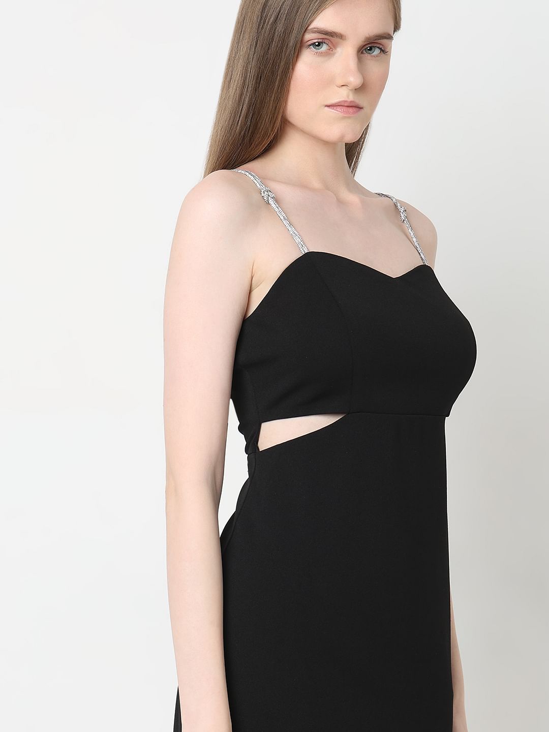 Marquee Black Cut-Out Midi Dress