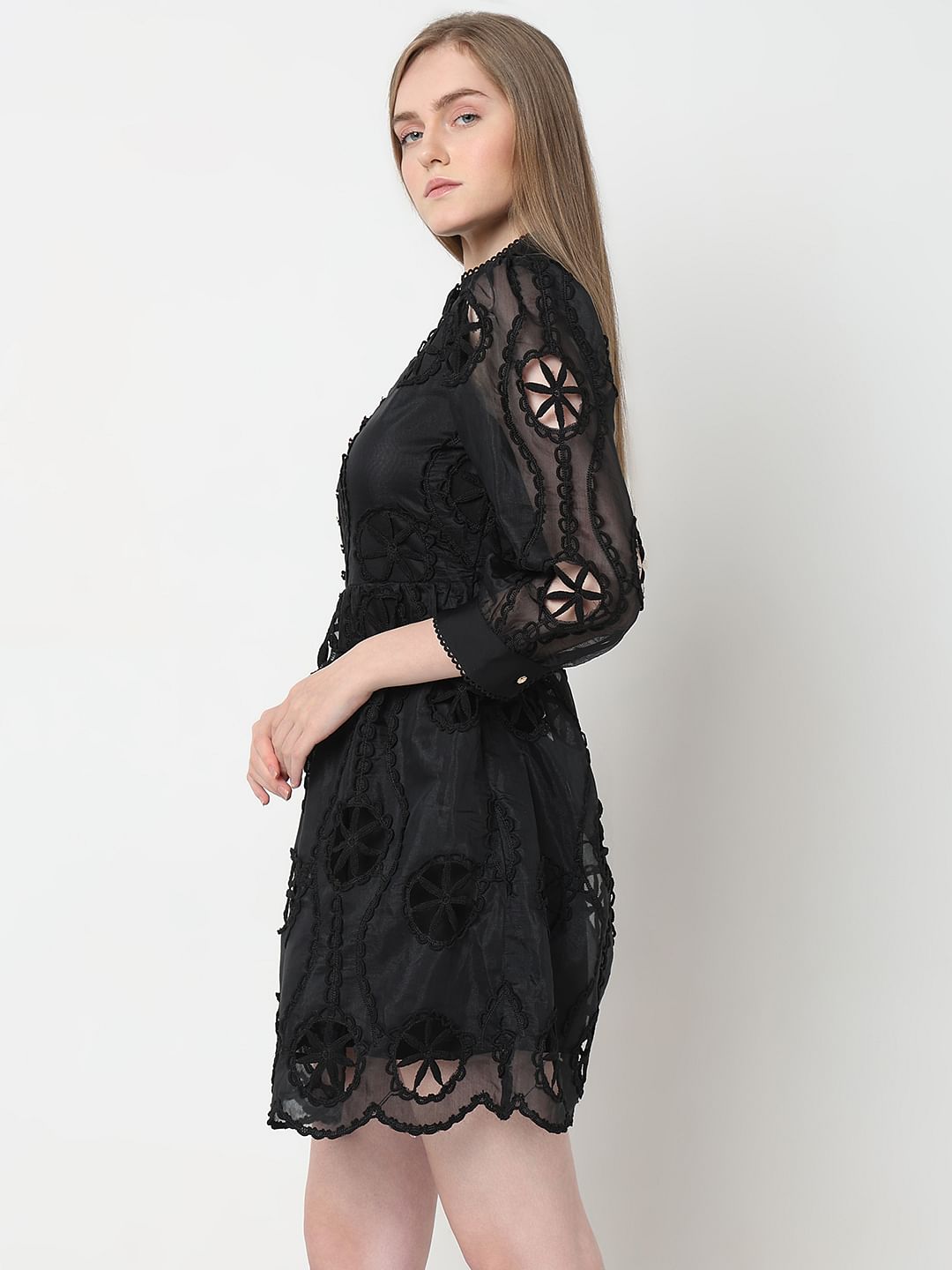 Marquee Black Cut-Out Lace Dress