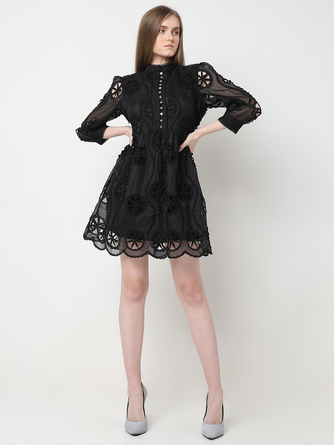 Marquee Black Cut-Out Lace Dress