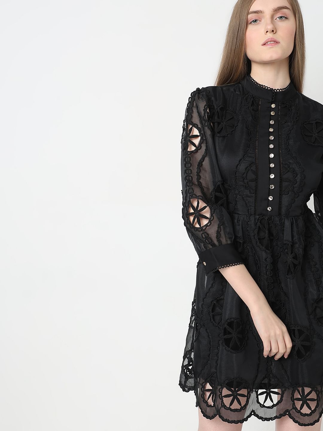 Marquee Black Cut-Out Lace Dress