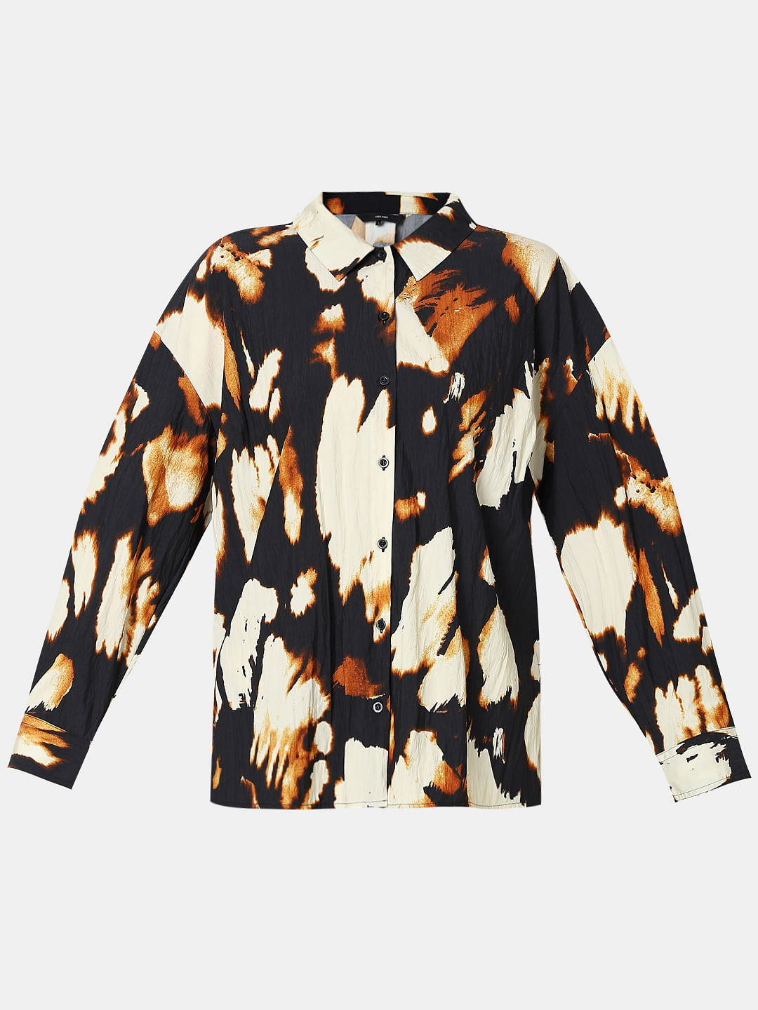 Cream Abstract Print Co-Ord Set Shirt