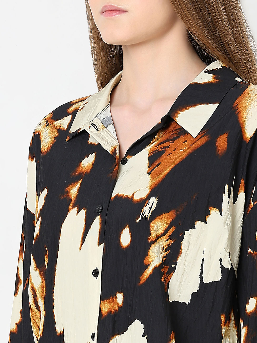 Cream Abstract Print Co-Ord Set Shirt