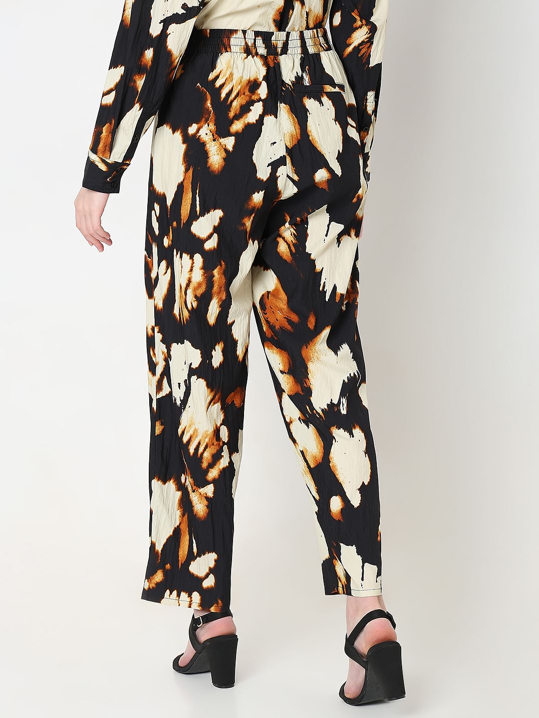 Cream Abstract Print Co-Ord Set Pants