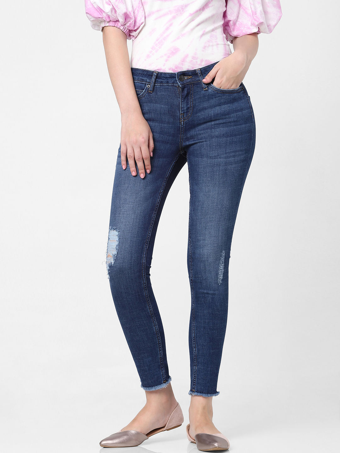 Blue Mid Rise Wendy Skinny Jeans