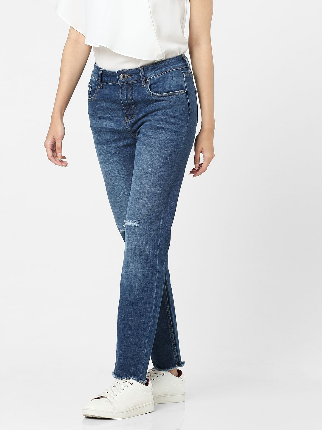 Blue High Rise Slim Jeans