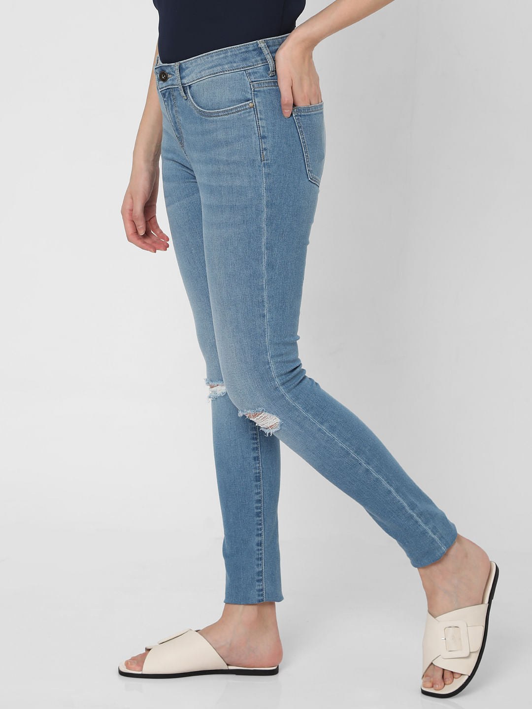 Blue Mid Rise Wendy Skinny Jeans