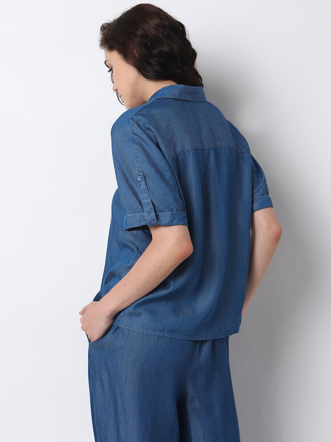 Blue Tencel Co-Ord Set Shirt