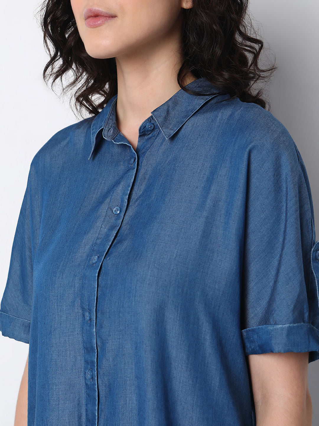 Blue Tencel Co-Ord Set Shirt