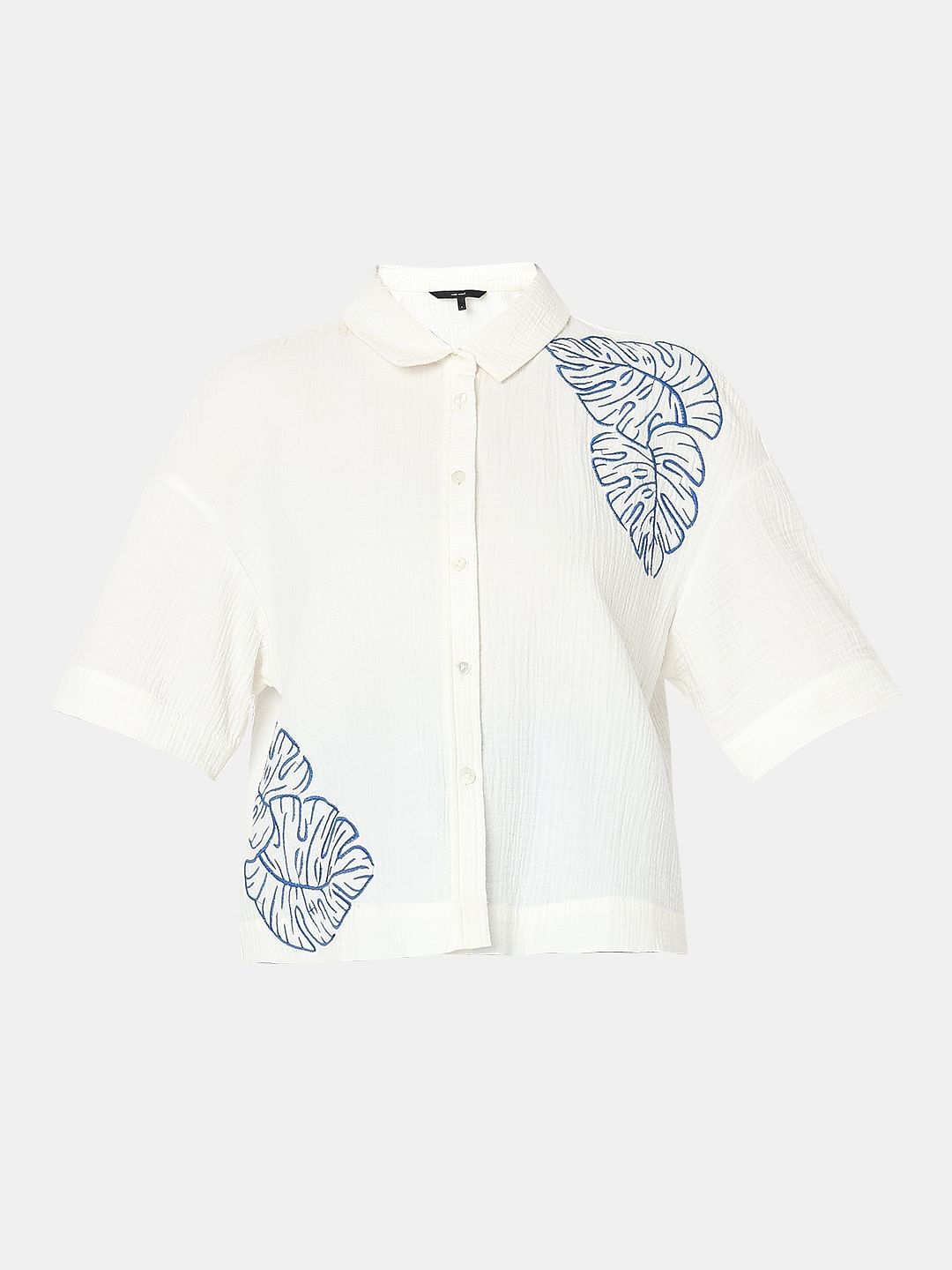 White Embroidered Co-Ord Set Shirt