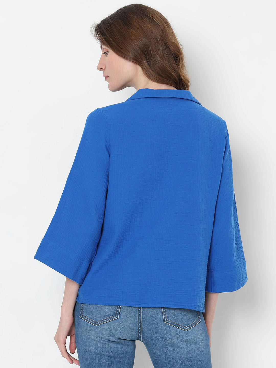 Blue Textured Cotton Shirt