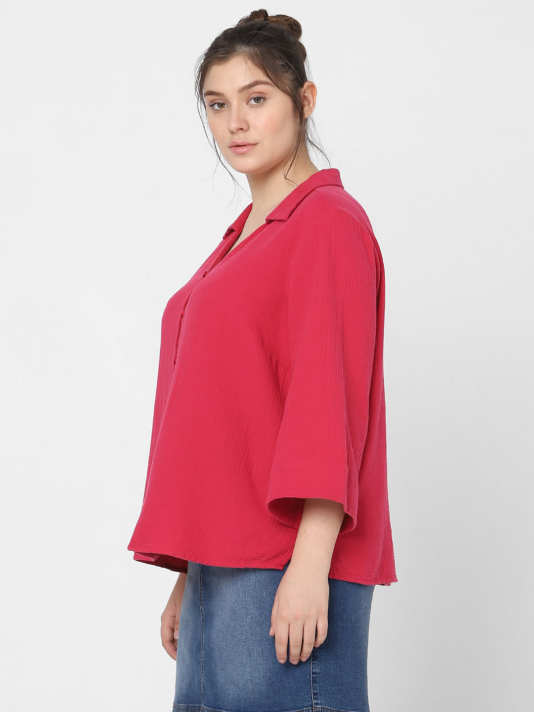 Curve Red V-Neck Shirt