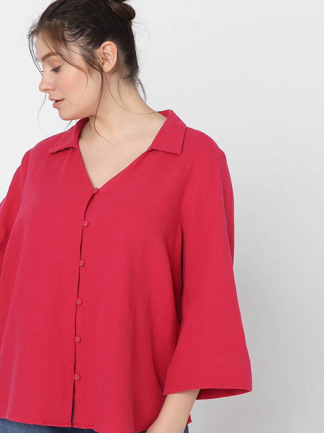 Curve Red V-Neck Shirt