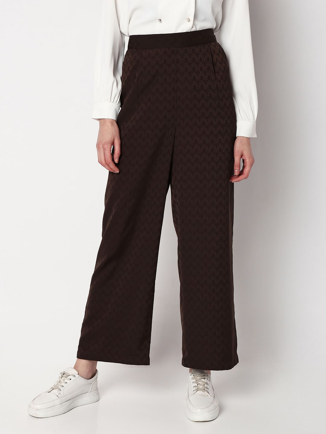 Brown High Rise Printed Co-Ord Set Pants