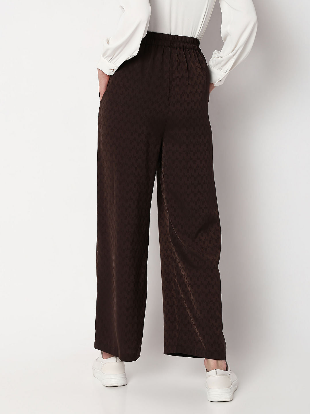 Brown High Rise Printed Co-Ord Set Pants