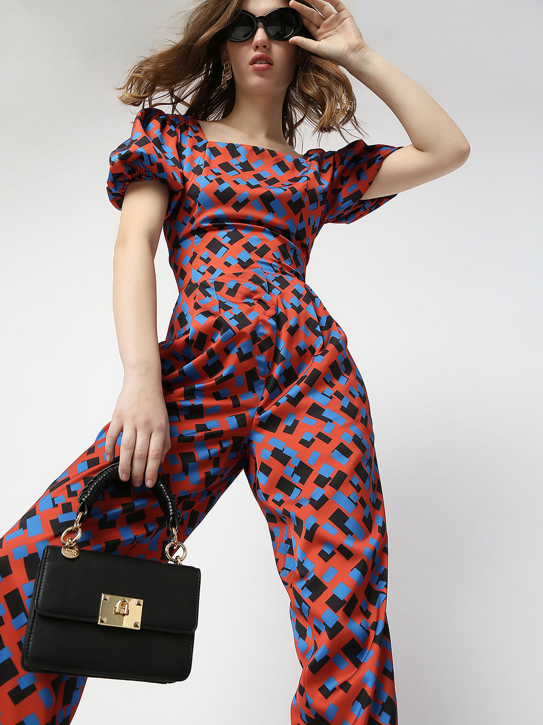 Brown Geometric Print Co-Ord Set Pants