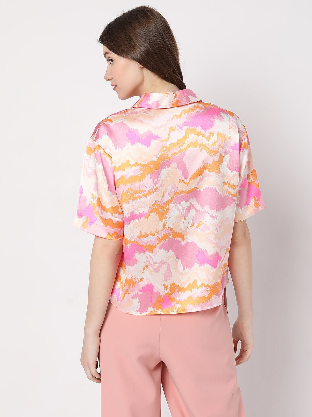 Pink Tie-Dye Satin Shirt