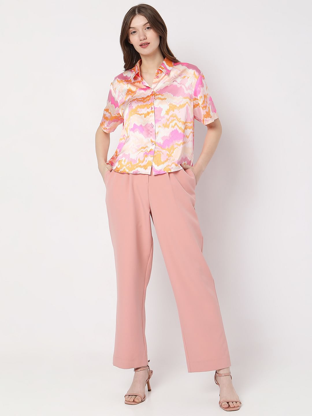 Pink Tie-Dye Satin Shirt