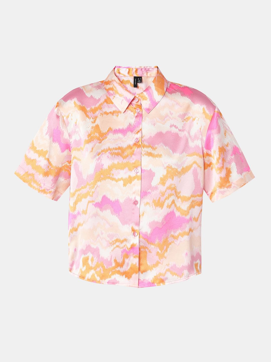 Pink Tie-Dye Satin Shirt