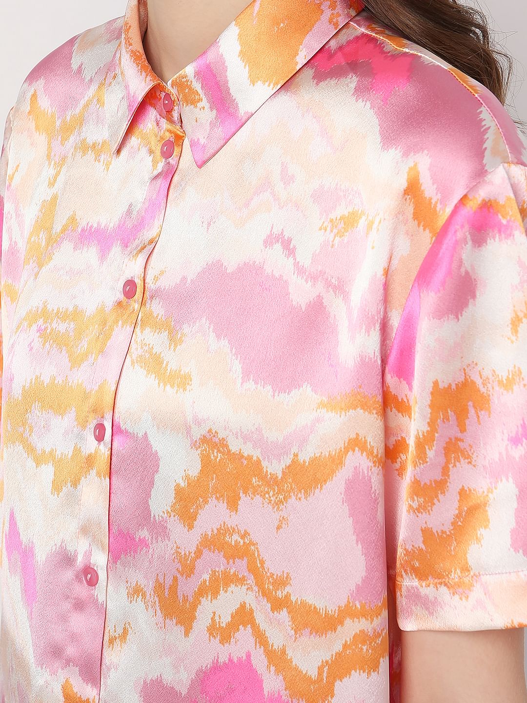 Pink Tie-Dye Satin Shirt