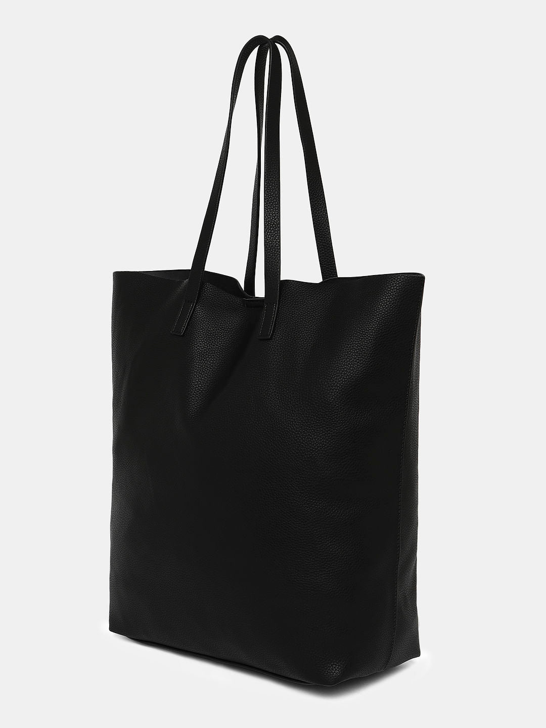 Black Faux Leather Tote