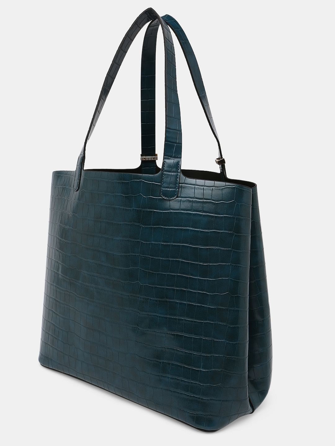 Deep Green Croc Embossed Tote
