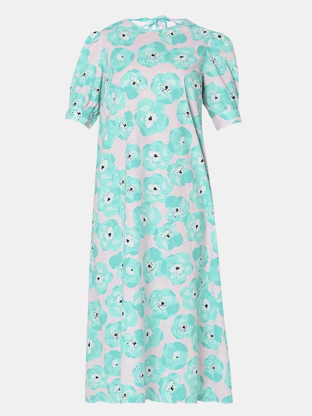 Electric Green Floral Midi Dress