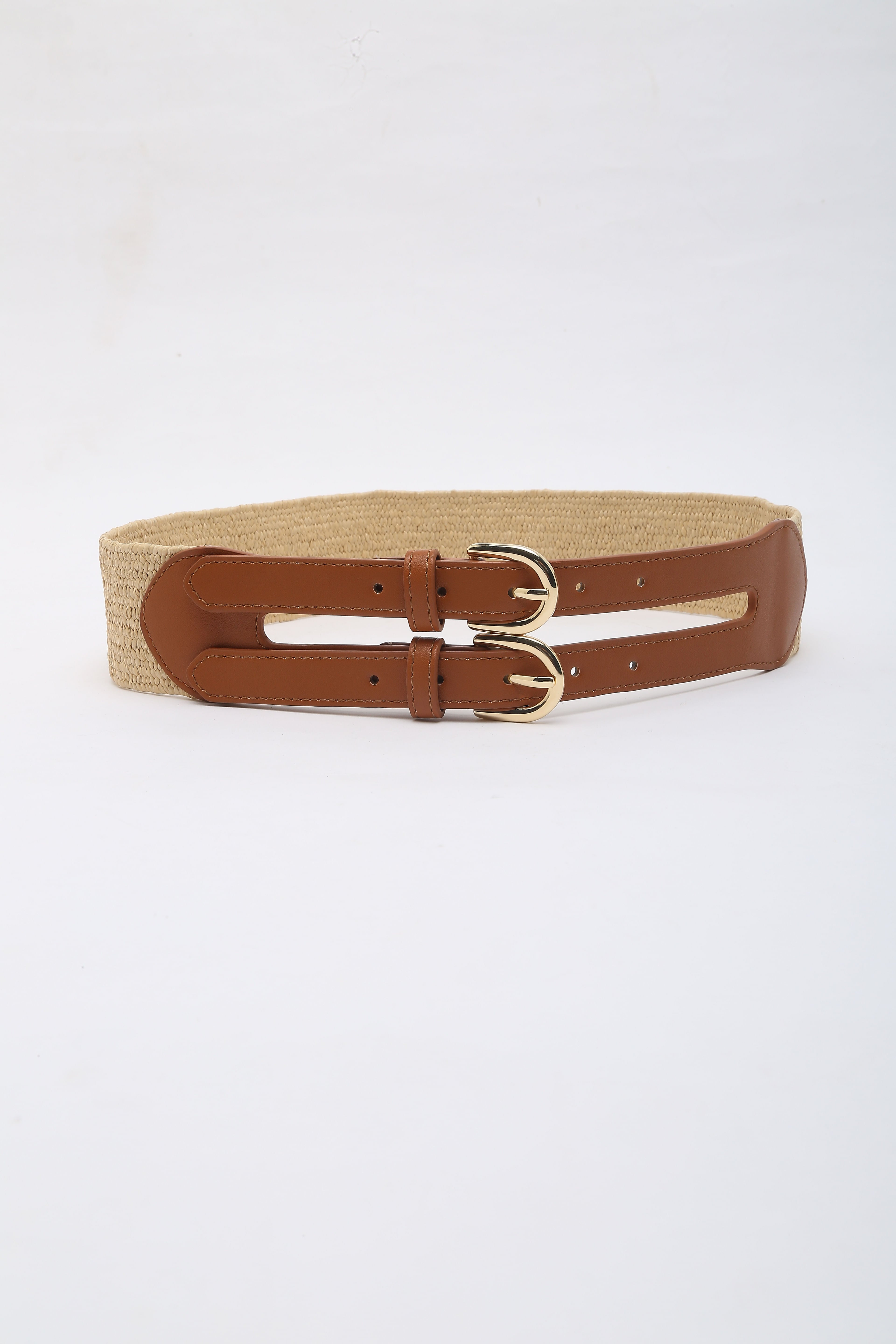 Beige Straw Waist Belt