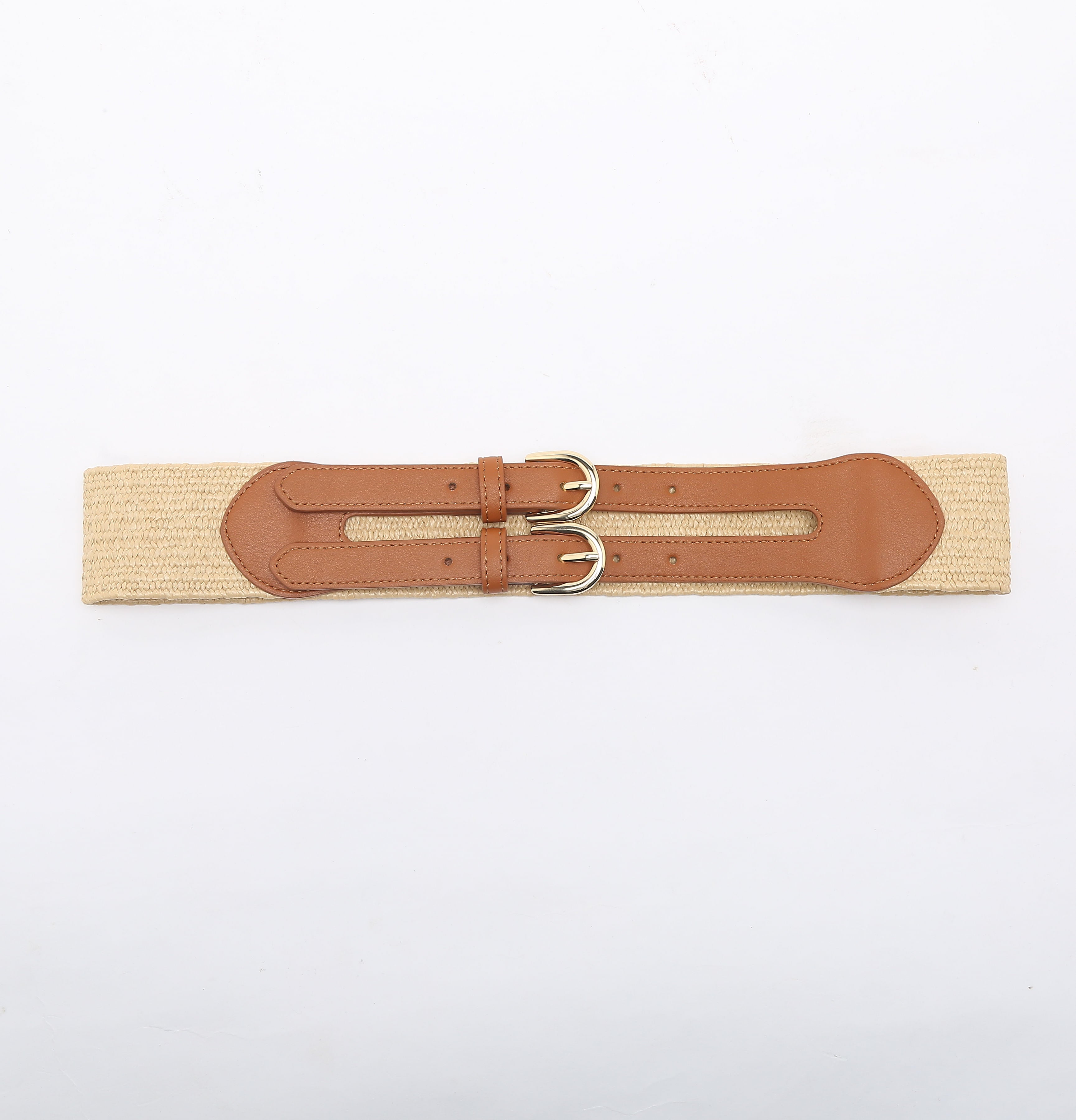 Beige Straw Waist Belt