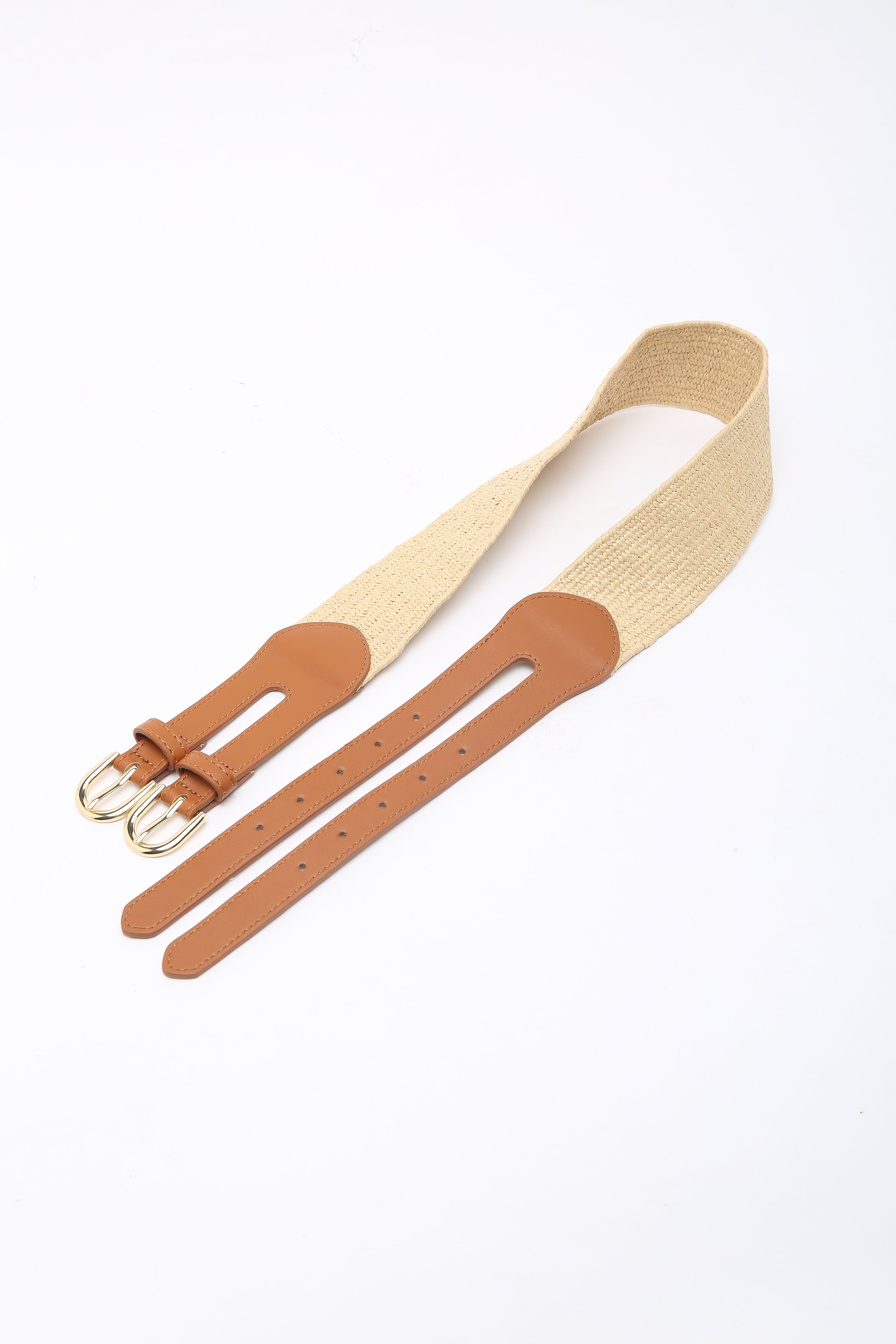 Beige Straw Waist Belt