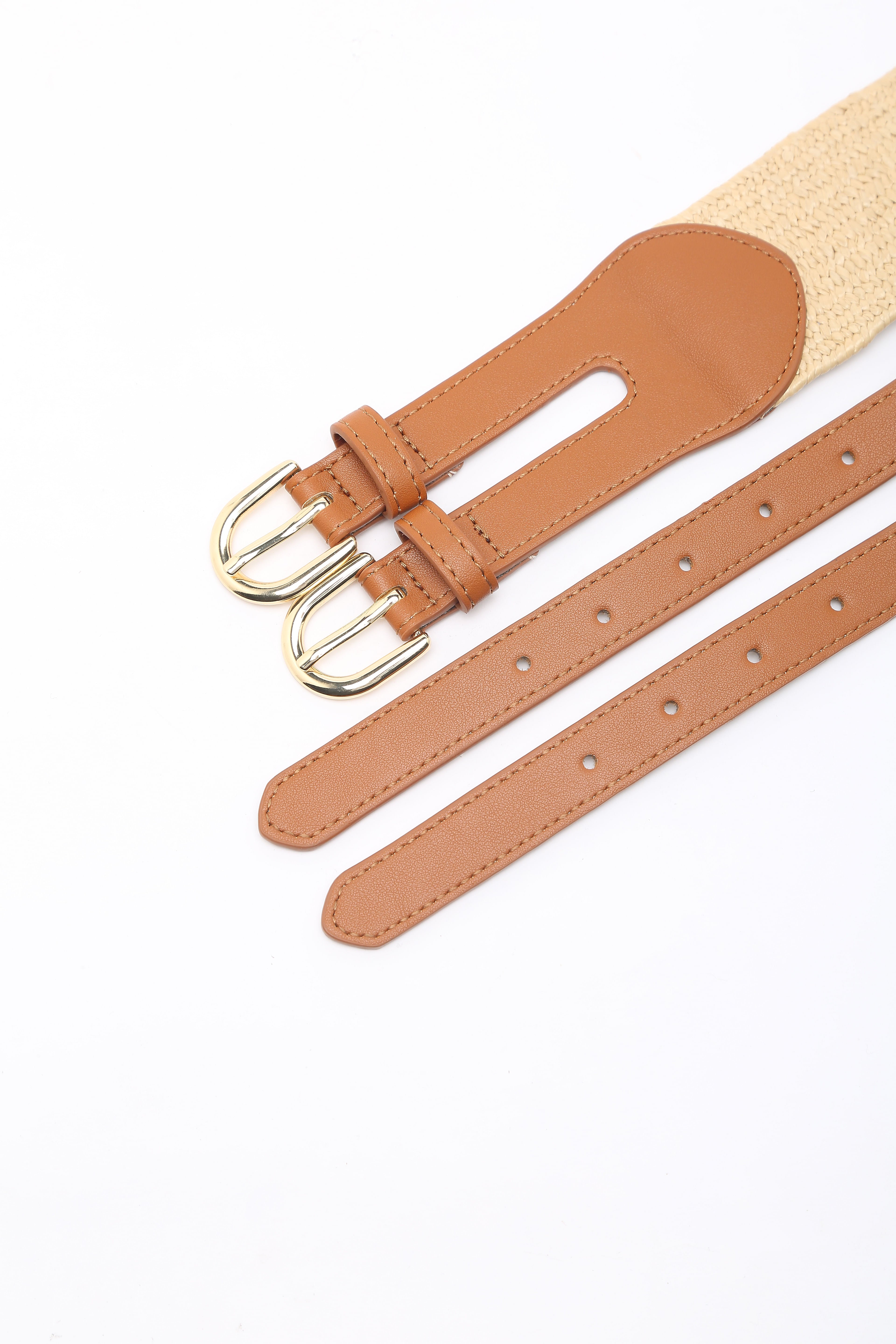 Beige Straw Waist Belt