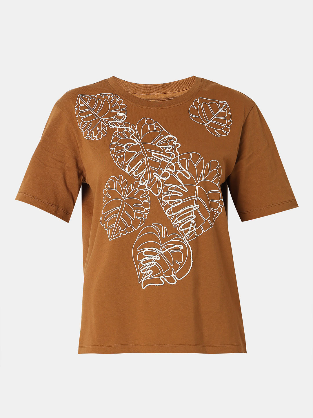 Brown Floral Print T-Shirt