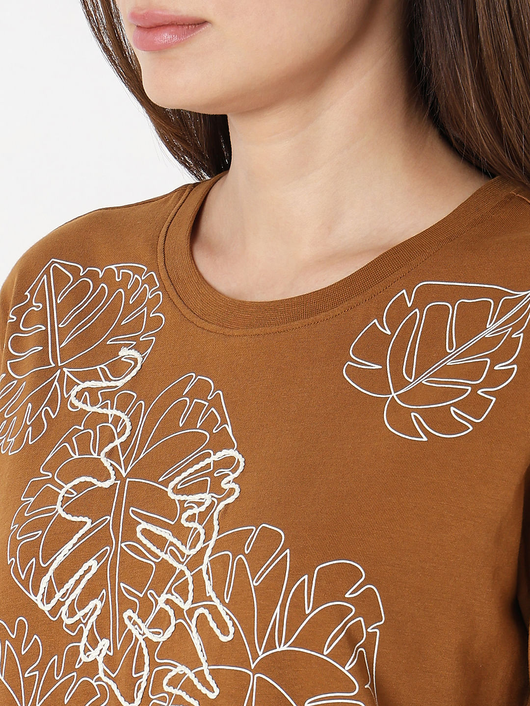 Brown Floral Print T-Shirt
