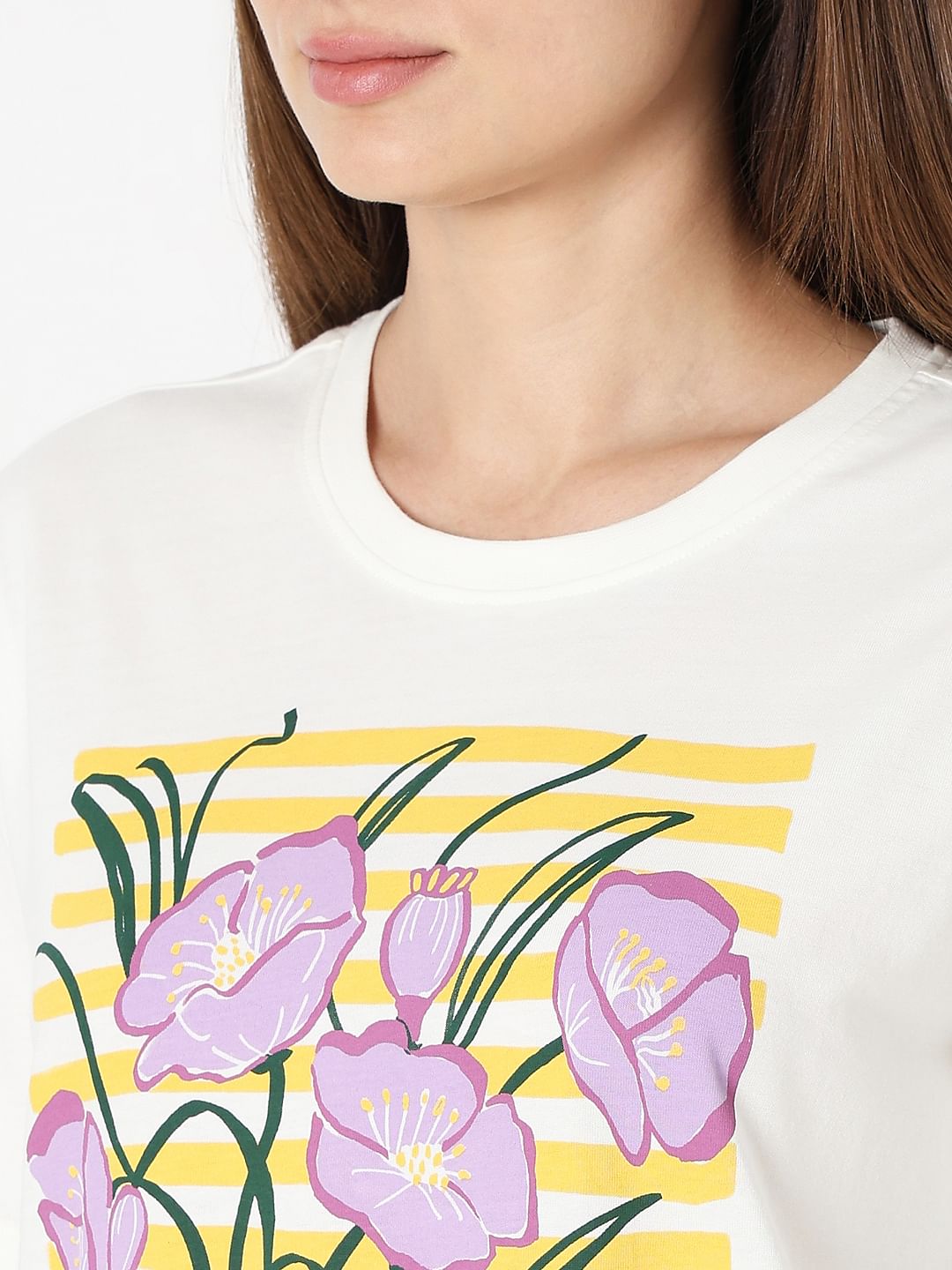 White Floral Print T-Shirt